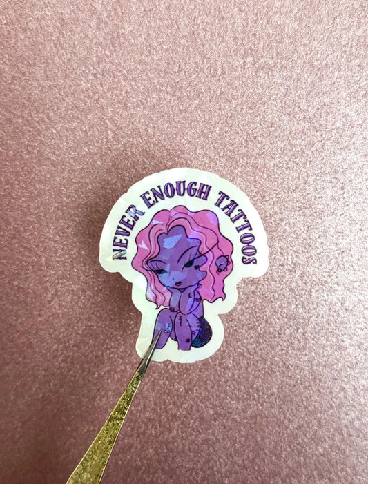 Tattooed Girl Holographic Rainbow Vinyl Sticker